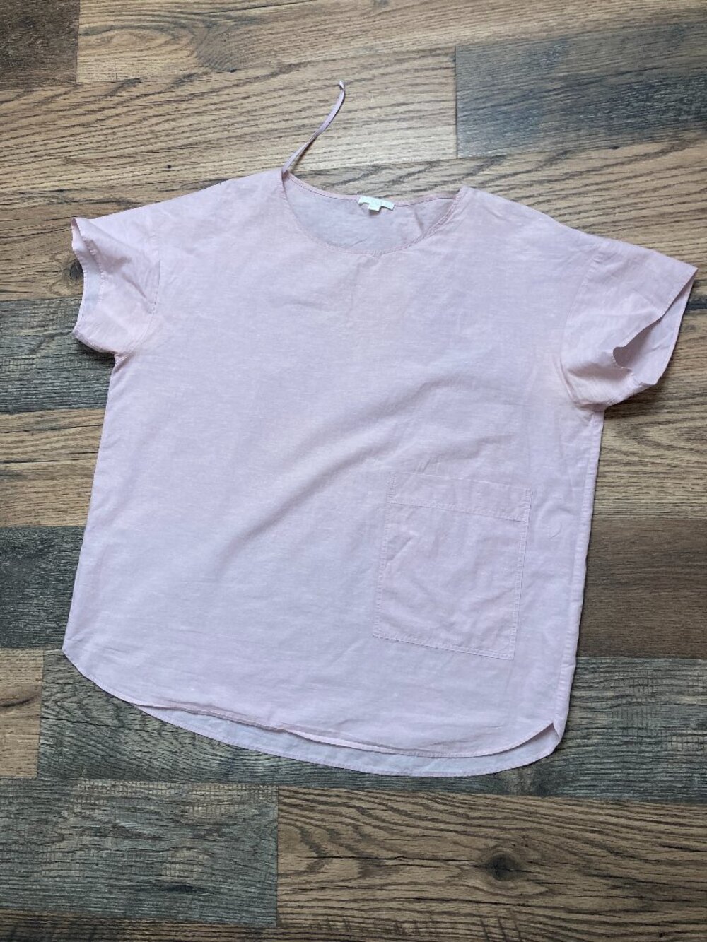 COS Women's Linen Pocket T-Shirt Blush Pink Short Sleeve Crew Neck Top Size L